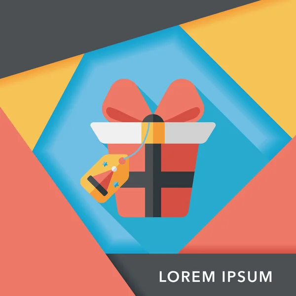 Kerst cadeau platte pictogram met lange schaduw, eps10 — Stockvector