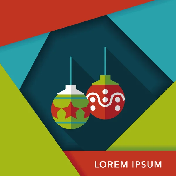 Kerstmis bal platte pictogram met lange schaduw, eps10 — Stockvector