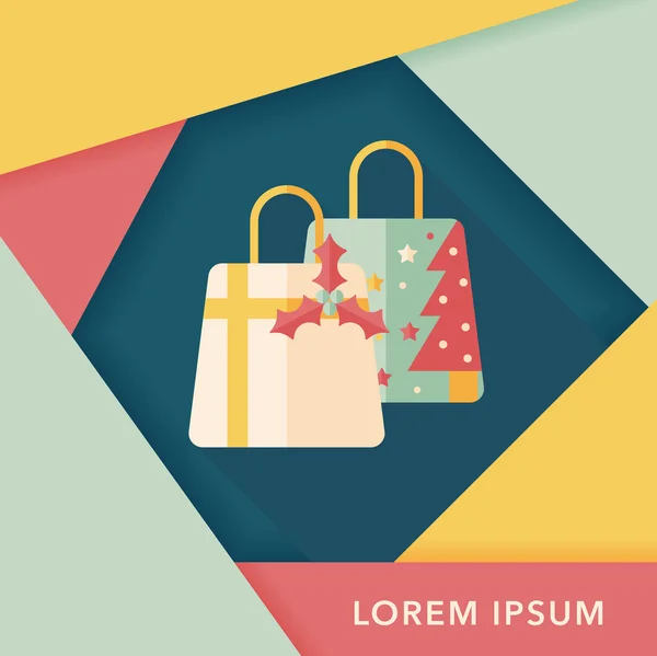 Kerst cadeau platte pictogram met lange schaduw, eps10 — Stockvector