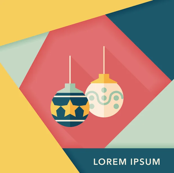 Kerstmis bal platte pictogram met lange schaduw, eps10 — Stockvector