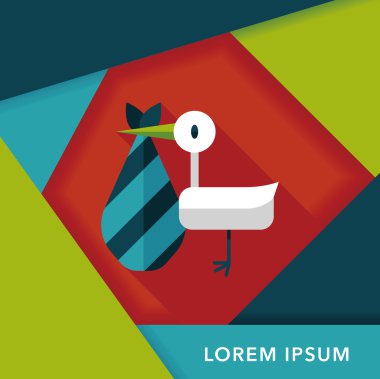 kuş ve bebek düz simgesi ile uzun gölge, eps10