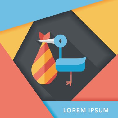 kuş ve bebek düz simgesi ile uzun gölge, eps10