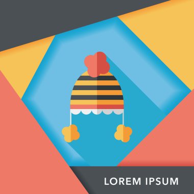 Bebek şapka düz simgesi ile uzun gölge, eps10