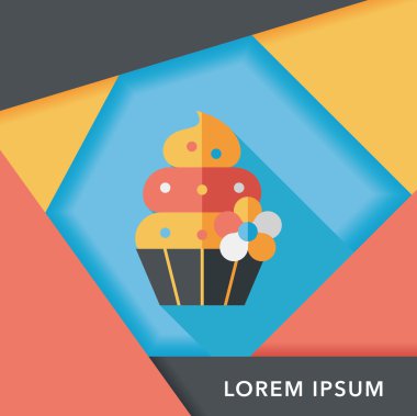 doğum günü pastası düz simgesi ile uzun gölge, eps10