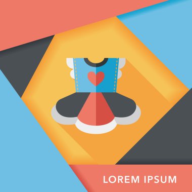 Çocuk elbise düz simgesi ile uzun gölge, eps10