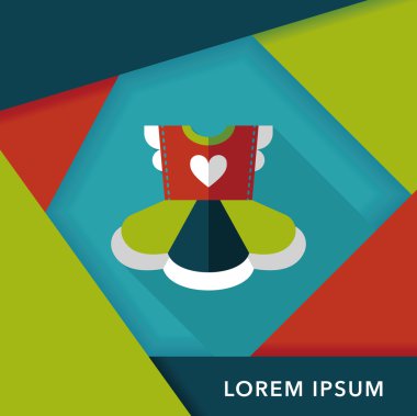 Çocuk elbise düz simgesi ile uzun gölge, eps10