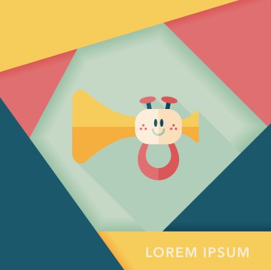 trompet veya boynuzu oyuncak düz simgesi ile uzun gölge, eps10