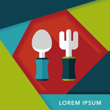 çanak ware ve çatal bıçak takımı uzun gölge, eps10 düz simgesi