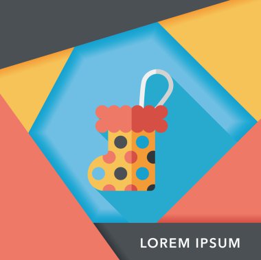 Noel çorap uzun gölge, eps 10 düz simgesi