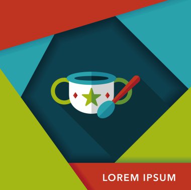 Bebek gıda kase düz simgesiyle uzun gölge, eps10