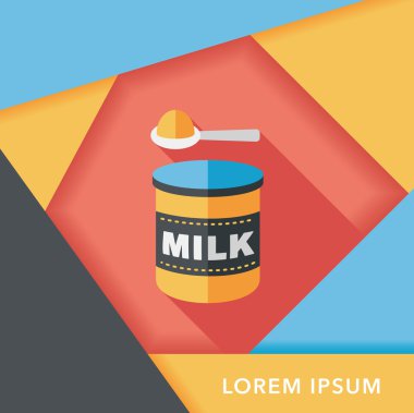 süt tozu süt gıda uzun gölge, eps 10 düz simgesiyle