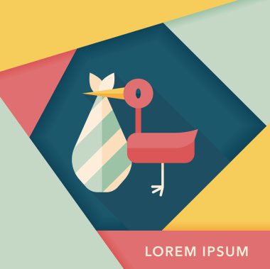 kuş ve bebek düz simgesi ile uzun gölge, eps10