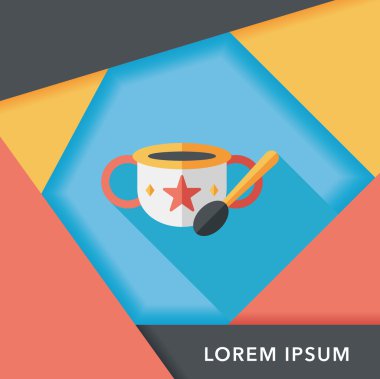 Bebek gıda kase düz simgesiyle uzun gölge, eps10