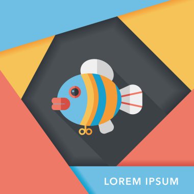 Balık oyuncak uzun gölge, eps 10 düz simgesiyle