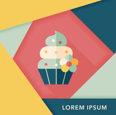 doğum günü pastası düz simgesi ile uzun gölge, eps10