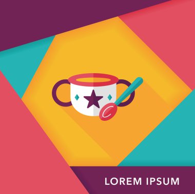 Bebek gıda kase düz simgesiyle uzun gölge, eps10