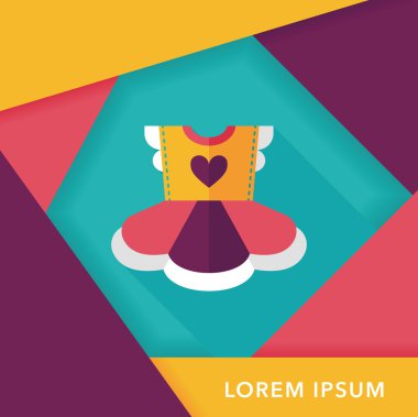 Çocuk elbise düz simgesi ile uzun gölge, eps10