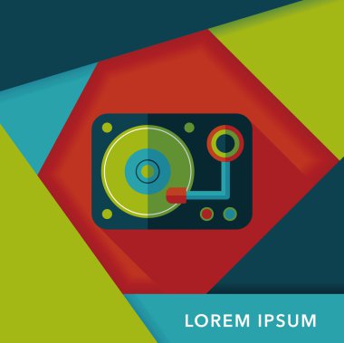 DJ müzik düz simgesi ile uzun gölge, eps10