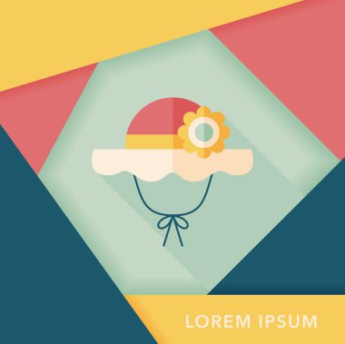 Kadın şapka düz simgesi ile uzun gölge, eps10