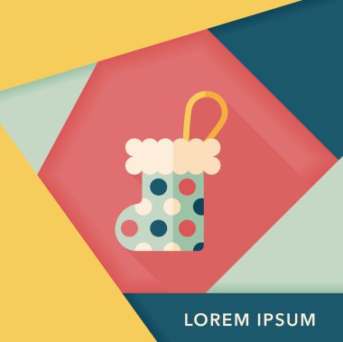 Noel çorap uzun gölge, eps 10 düz simgesi