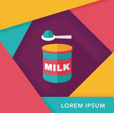 süt tozu süt gıda uzun gölge, eps 10 düz simgesiyle