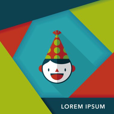 verjaardag partij jongen platte pictogram met lange schaduw, eps10