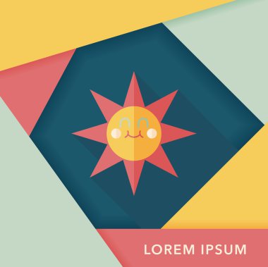 Uzun Gölge, eps10 güneş düz simgesiyle