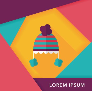 Bebek şapka düz simgesi ile uzun gölge, eps10