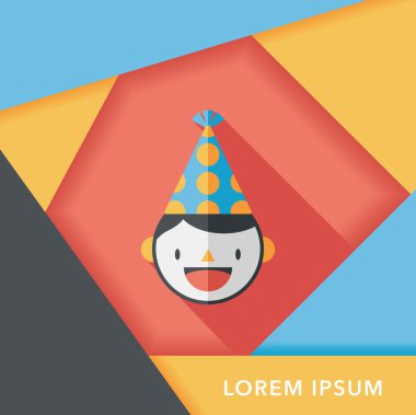 verjaardag partij jongen platte pictogram met lange schaduw, eps10