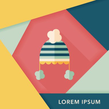 Bebek şapka düz simgesi ile uzun gölge, eps10