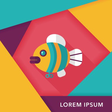 Balık oyuncak uzun gölge, eps 10 düz simgesiyle