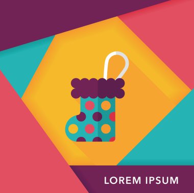 Noel çorap uzun gölge, eps 10 düz simgesi