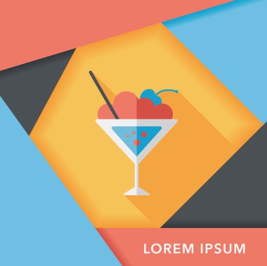 Uzun gölgeli kokteyl düz simgesi