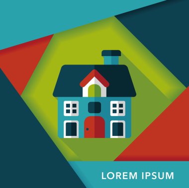 Bina evi uzun gölge, eps10 düz simgesiyle