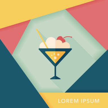 Uzun gölgeli kokteyl düz simgesi