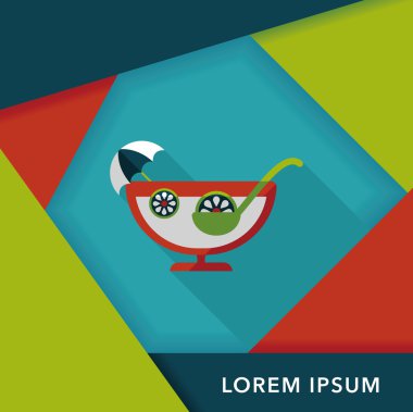 Uzun gölgeli kokteyl düz simgesi