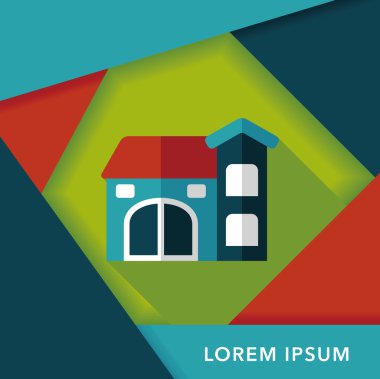 Bina evi uzun gölge, eps10 düz simgesiyle