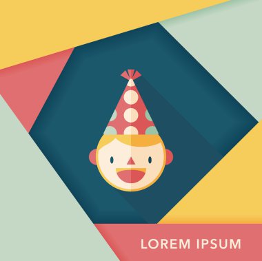 verjaardag partij jongen platte pictogram met lange schaduw, eps10