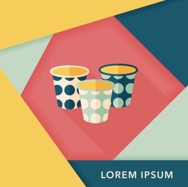 kağıt bardak düz simgesi ile uzun gölge, eps10