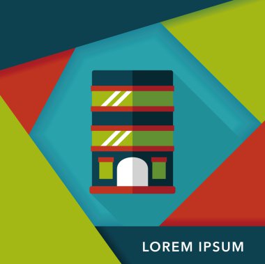 Bina daire düz simgesi ile uzun gölge, eps10