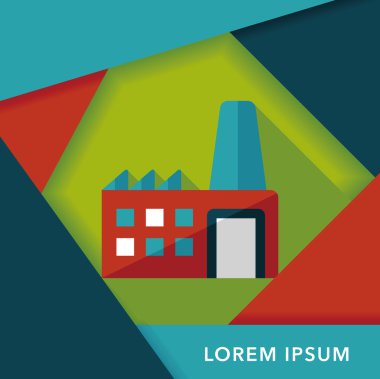 Bina Fabrika düz simgesi ile uzun gölge, eps10