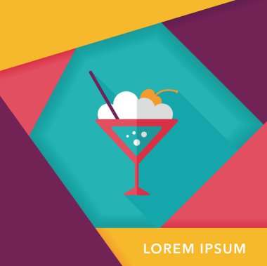 Uzun gölgeli kokteyl düz simgesi