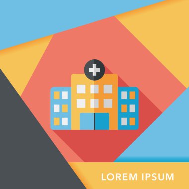 Hastane düz simgesi ile uzun gölge, eps10 bina