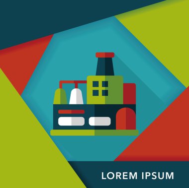 Bina Fabrika düz simgesi ile uzun gölge, eps10