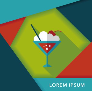 Uzun gölgeli kokteyl düz simgesi