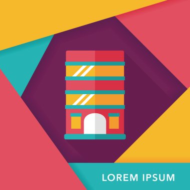 Bina daire düz simgesi ile uzun gölge, eps10