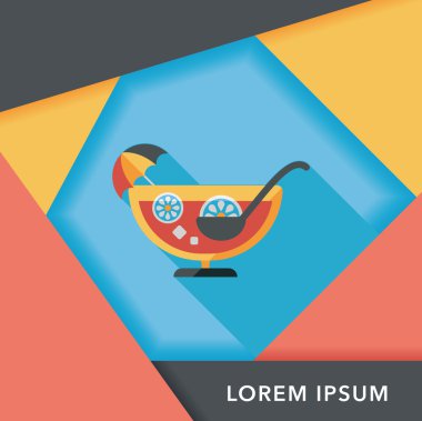 Uzun gölgeli kokteyl düz simgesi