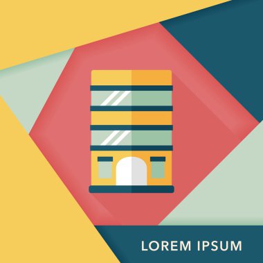 Bina daire düz simgesi ile uzun gölge, eps10