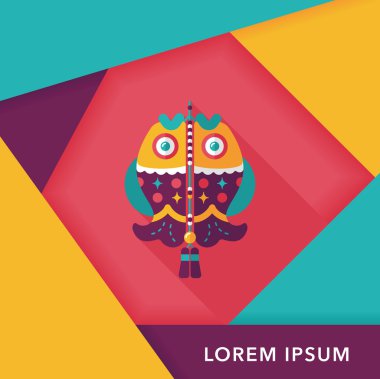 Çin yeni yılı uzun gölge, eps, düz simgesiyle Çince lu balık.