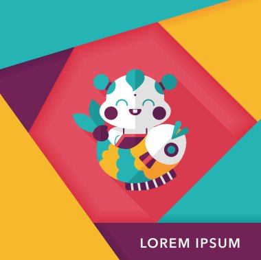 Çin yeni yılı uzun gölge, eps10 Çin maskot düz simgesiyle